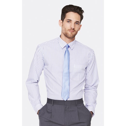 Koszula z krawatem niebieski/w paski halens-pl fioletowy dopasowane