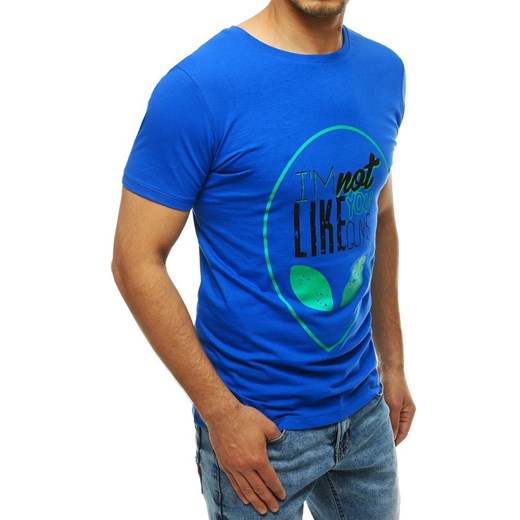 T-shirt męski z nadrukiem niebieski RX4156 Dstreet XXL okazja DSTREET