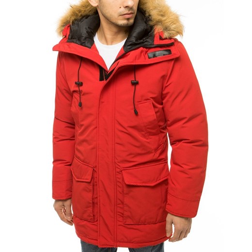 Kurtka męska zimowa z kapturem czerwona TX3608 Dstreet XL okazja DSTREET