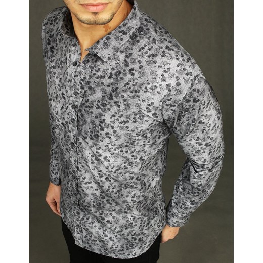 Szara koszula męska we wzory DX2026 Dstreet XL okazyjna cena DSTREET