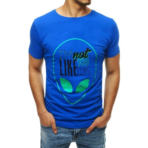 T-shirt męski z nadrukiem niebieski RX4156 Dstreet L okazja DSTREET