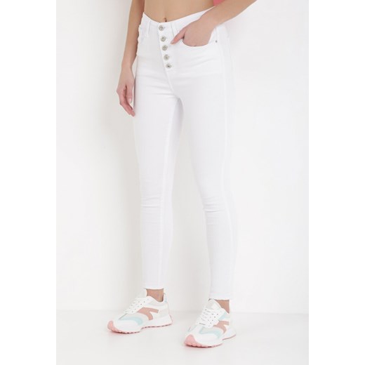 Białe Spodnie Skinny Kyllienne ze sklepu Born2be Odzież w kategorii Spodnie damskie - zdjęcie 105033691