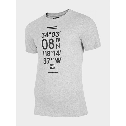 T-shirt męski TSM613 - chłodny jasny szary melanż Outhorn XXL promocyjna cena OUTHORN