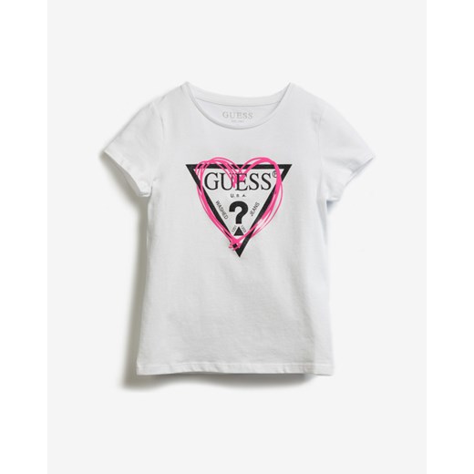 Guess Glitter Front Logo Koszulka dziecięce Biały Guess 8 lat BIBLOO