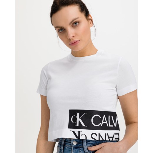 Calvin Klein Mirrored Logo Koszulka Biały Calvin Klein S BIBLOO