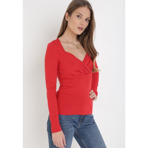 Czerwona Bluzka Phylys ze sklepu Born2be Odzież w kategorii Bluzki damskie - zdjęcie 105236481