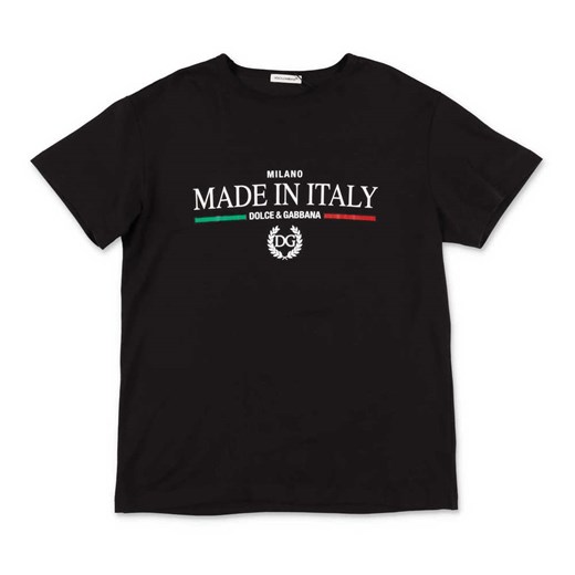 T-shirt chłopięce czarny Dolce & Gabbana z krótkimi rękawami 