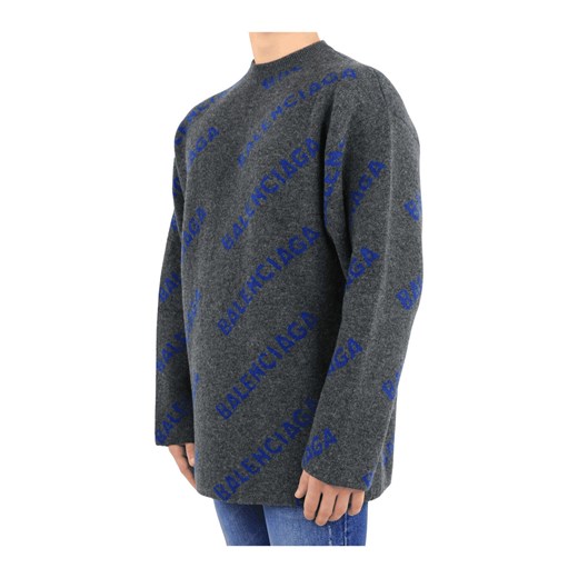 Sweter męski szary BALENCIAGA w abstrakcyjne wzory 