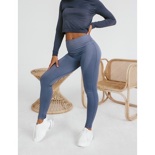 Legginsy bezszwowe Push Up Zgaszony niebieski Gym Hero S okazja Gym Hero