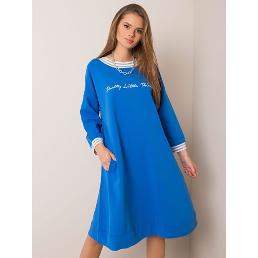 Niebieska sukienka dresowa z napisem Sheandher.pl ONE SIZE Sheandher.pl