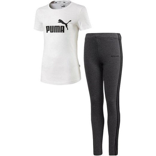Komplet dziewczęcy Essentials Puma (biała/ciemny szary melanż) Puma 140cm okazja SPORT-SHOP.pl