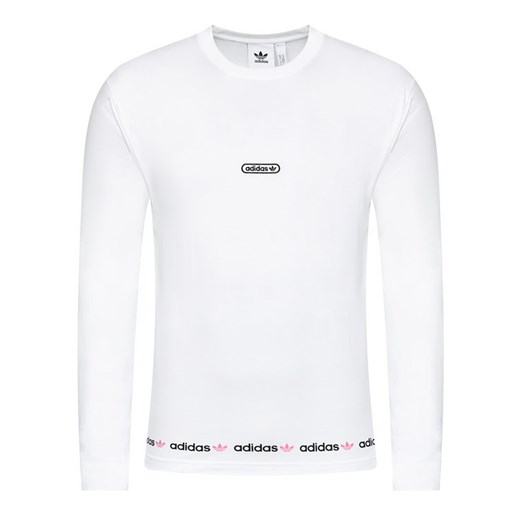 T-shirt męski biały Adidas z długimi rękawami z napisami 