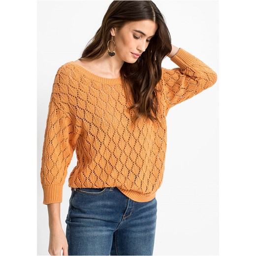Pomarańczowa sweter damski Bonprix casualowy 