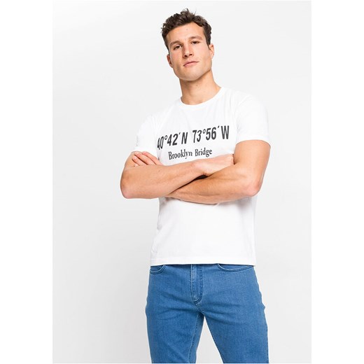 T-shirt męski Bonprix biały z krótkimi rękawami 