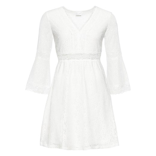 Biała sukienka Bonprix z długimi rękawami mini 