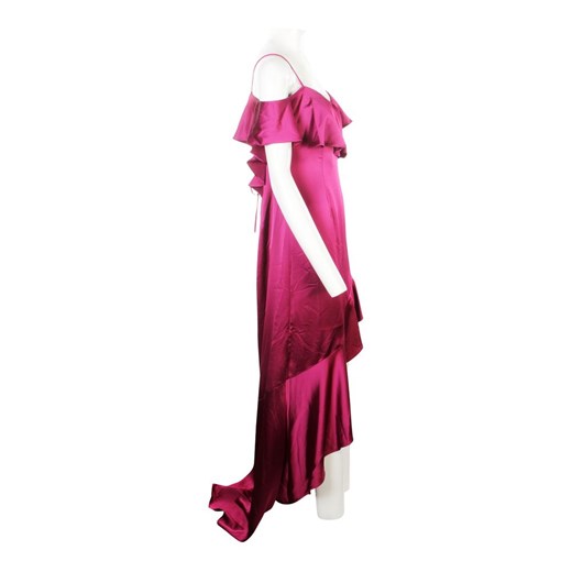 Fuchsia Satin Maxi Dress Adrianna Papell US 10 okazyjna cena showroom.pl