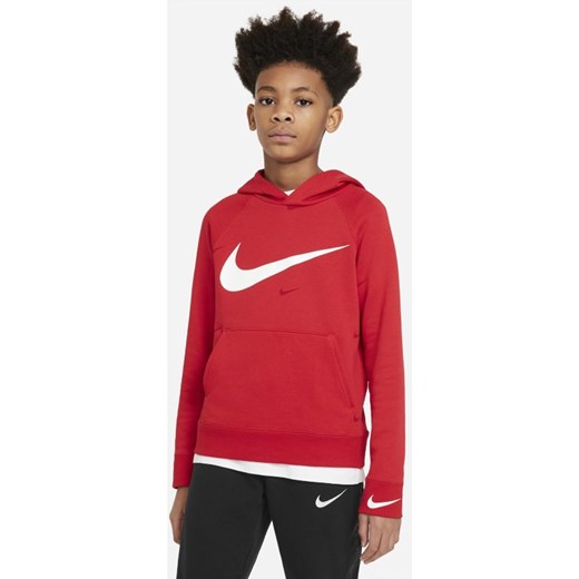 Bluza z kapturem dla dużych dzieci (chłopców) Nike Sportswear Swoosh - Czerwony Nike XS Nike poland