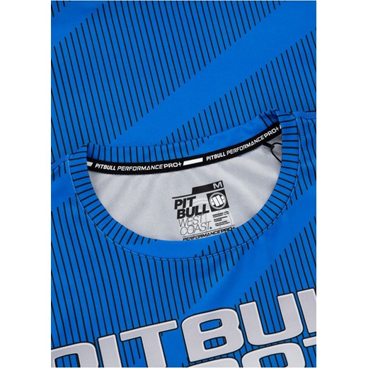 T-shirt męski Pit Bull niebieski z napisem z krótkim rękawem 
