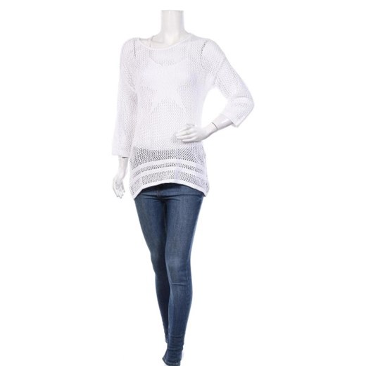 Sweter damski Blue Motion biały casual z okrągłym dekoltem 