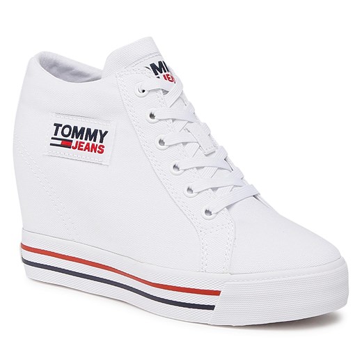 Tommy Jeans trampki damskie wiązane białe z tworzywa sztucznego sportowe 