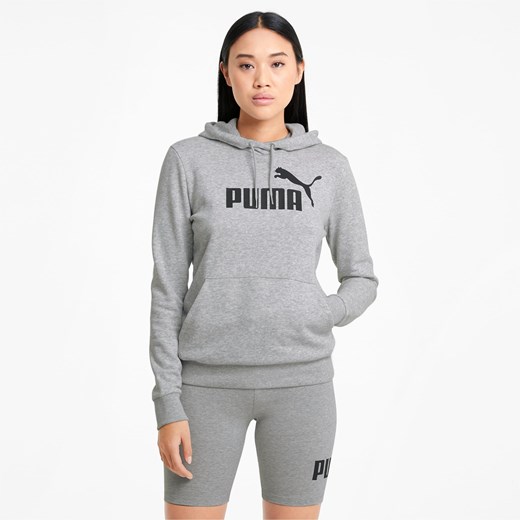 Bluza damska Puma szara z napisem na jesień krótka z jerseyu 