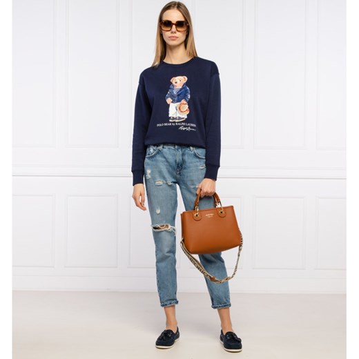 Bluza damska Polo Ralph Lauren krótka młodzieżowa granatowa w nadruki 