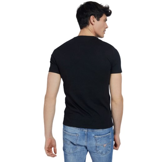 Czarny t-shirt męski Guess z krótkimi rękawami w stylu młodzieżowym 