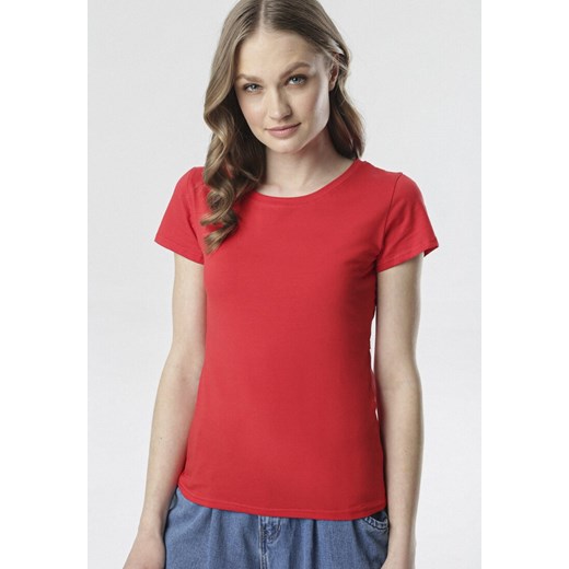 Czerwony T-shirt Borlopei S/M okazyjna cena Born2be Odzież