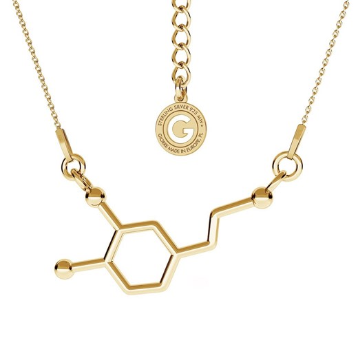 Srebrny naszyjnik dopamina, wzór chemiczny, srebro 925 : Srebro - kolor pokrycia - Pokrycie żółtym 18K złotem Giorre GIORRE