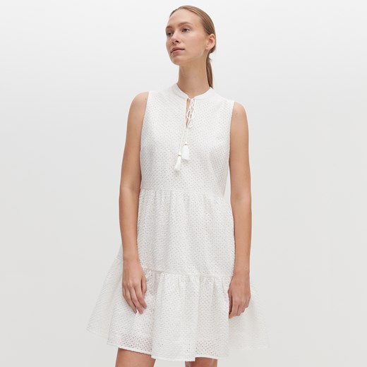 Reserved - Sukienka z wiązaniem przy dekolcie - Biały Reserved 44 promocja Reserved