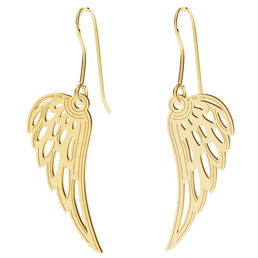 Złote kolczyki skrzydła anioła 14k, au 585 : Złoto - próba - Próba 585 (14K) Giorre GIORRE