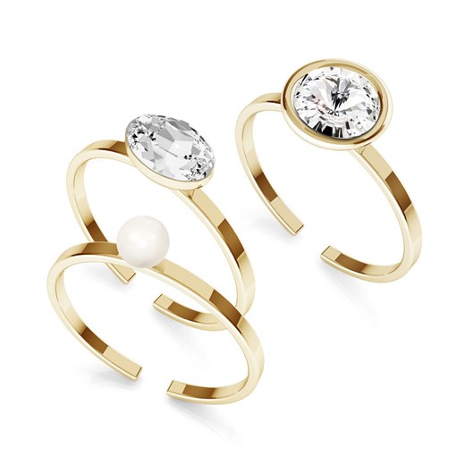 Zestaw pierścionków My RING™ z kryształami i perłą Swarovskiego, 925 : Srebro - kolor pokrycia - Pokrycie platyną Giorre GIORRE
