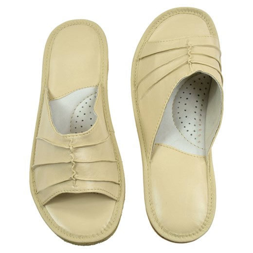 Skórzane pantofle damskie ze sklepu JK-Collection w kategorii Kapcie damskie - zdjęcie 105722090