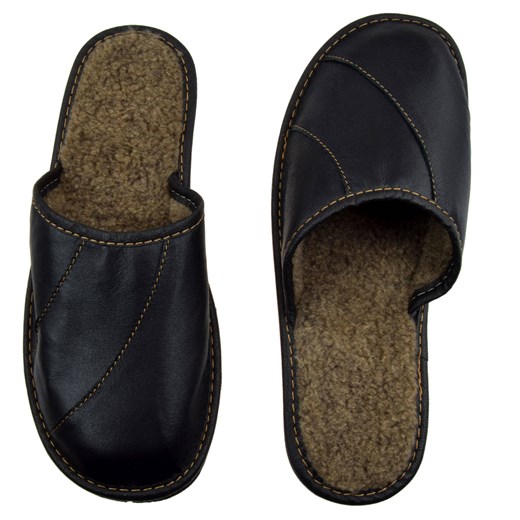 Skórzane pantofle męskie ze sklepu JK-Collection w kategorii Kapcie męskie - zdjęcie 105722092