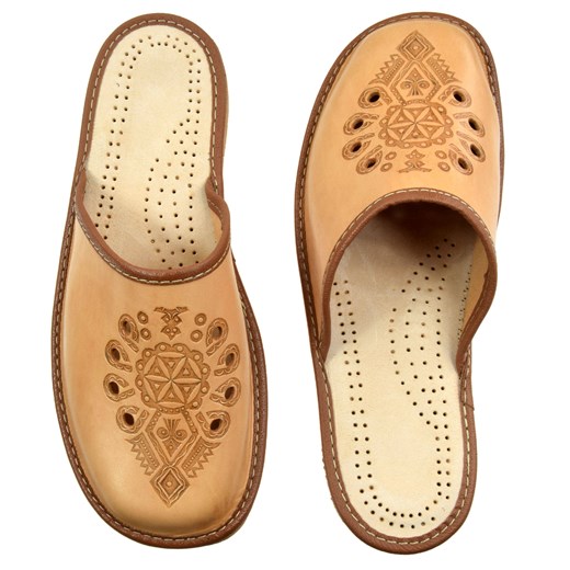 Skórzane pantofle męskie ze sklepu JK-Collection w kategorii Kapcie męskie - zdjęcie 105722094