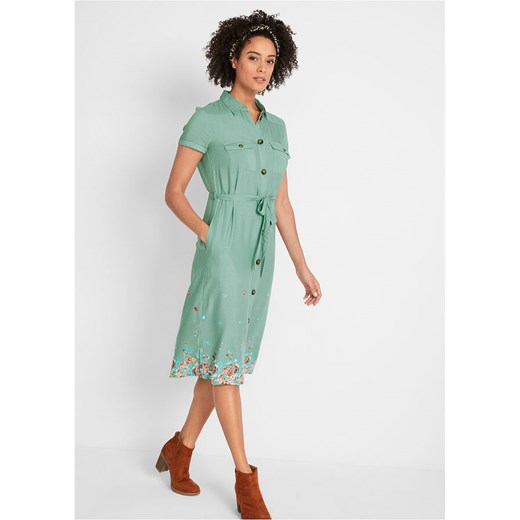 Sukienka Bonprix zielona z krótkimi rękawami casualowa szmizjerka 