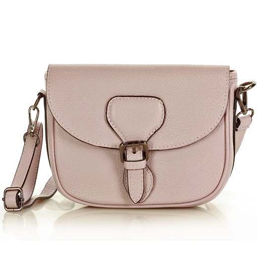MARCO MAZZINI Skórzana torebka listonoszka na ramię saddle leather bag pastelowy róż Mazzini uniwersalny promocja Verostilo