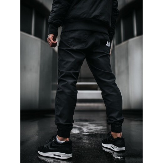 Spodnie Materiałowe Jogger Jigga Crown Stitch Czarne / Białe Jigga Wear 2XL UrbanCity.pl wyprzedaż