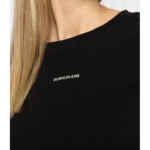 Calvin Klein bluzka damska czarna z krótkim rękawem casual 