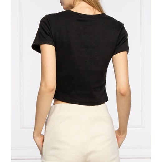 Calvin Klein bluzka damska casual czarna z okrągłym dekoltem 