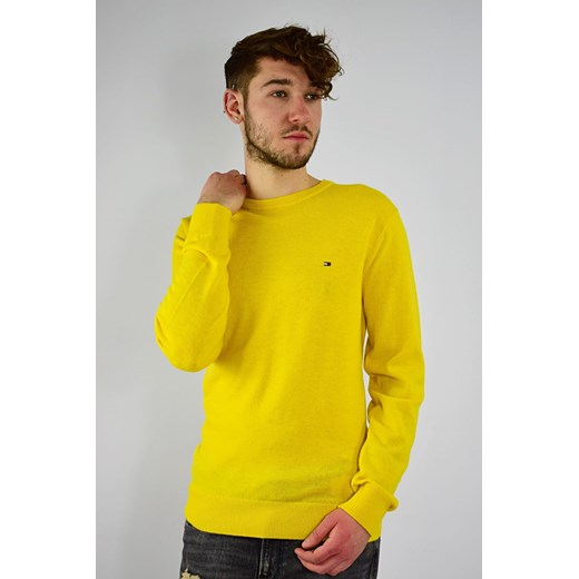 sweter męski tommy hilfiger żółty z jedwabiem ze sklepu Royal Shop w kategorii Swetry męskie - zdjęcie 105757943