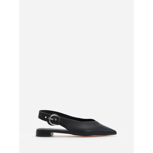 Reserved - Baleriny z odkrytą piętą - Czarny Reserved 39 Reserved