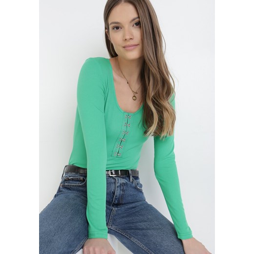 Zielone Body Nautilis ze sklepu Born2be Odzież w kategorii Bluzki damskie - zdjęcie 105810990