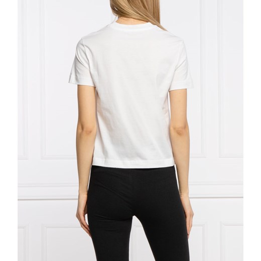 Calvin Klein bluzka damska w stylu młodzieżowym biała z krótkim rękawem z okrągłym dekoltem z napisami 