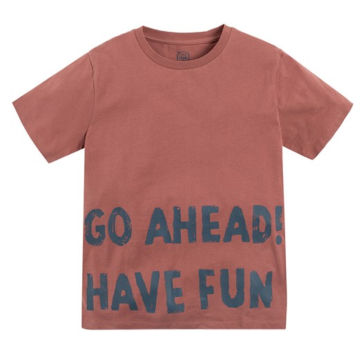 Cool Club, T-shirt chłopięcy, brązowy, Go ahead! Have fun Cool Club smyk