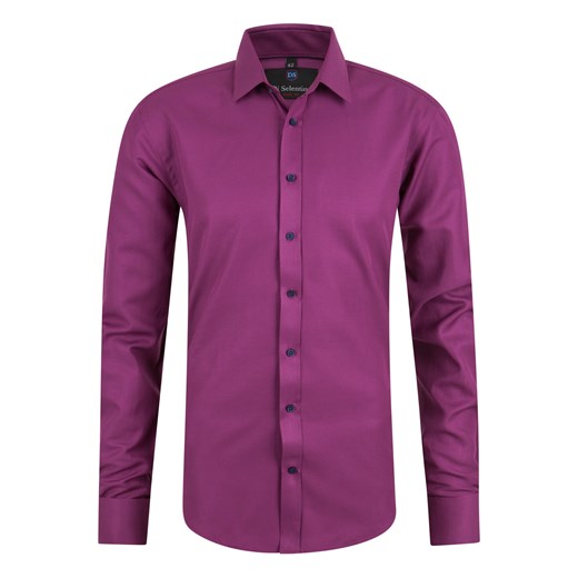 KOSZULA MĘSKA SALZBURG DARK PURPLE CLASSIC LUX DI SELENTINO  FIOLETOWA NA SPINKI Di Selentino 46 Royal Shop