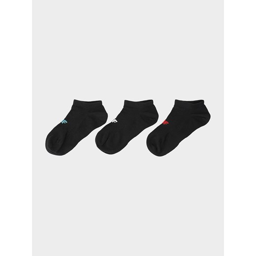 Skarpetki sportowe chłopięce 3 pary (30-38) JSOM400 - czarny+czarny+czarny 30-32 wyprzedaż 4F