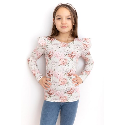Biała bluzka w peonie dla dziewczynki 98 Wiosna/Lato Myprincess.pl MKA GROUP