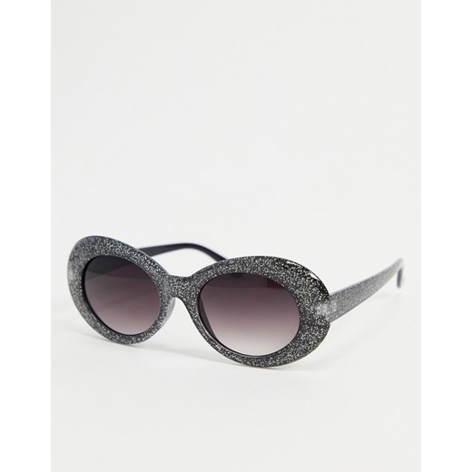 AJ Morgan – Czarne brokatowe okulary przeciwsłoneczne o owalnym kształcie z różowymi szkłami-Czarny No Size Asos Poland okazyjna cena