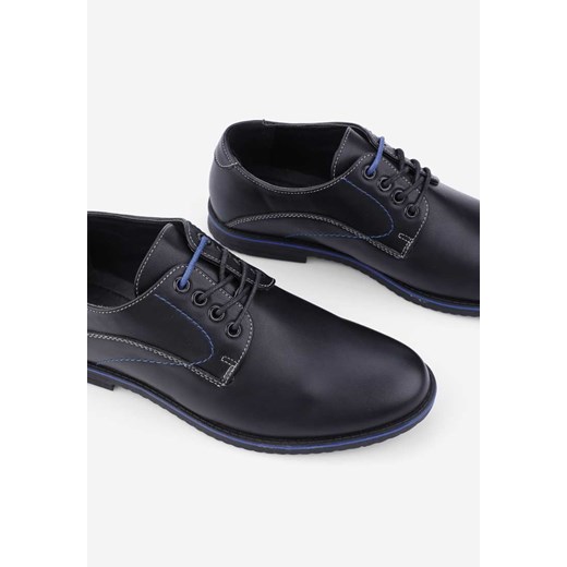 Półbuty czarne z niebieskim sznurkiem Antoine Yourshoes 44 YourShoes
